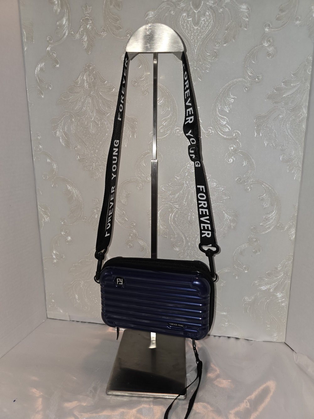 WATER PROOF Forever Young Navy Blue Crossbody Messenger Bag with Black Strap